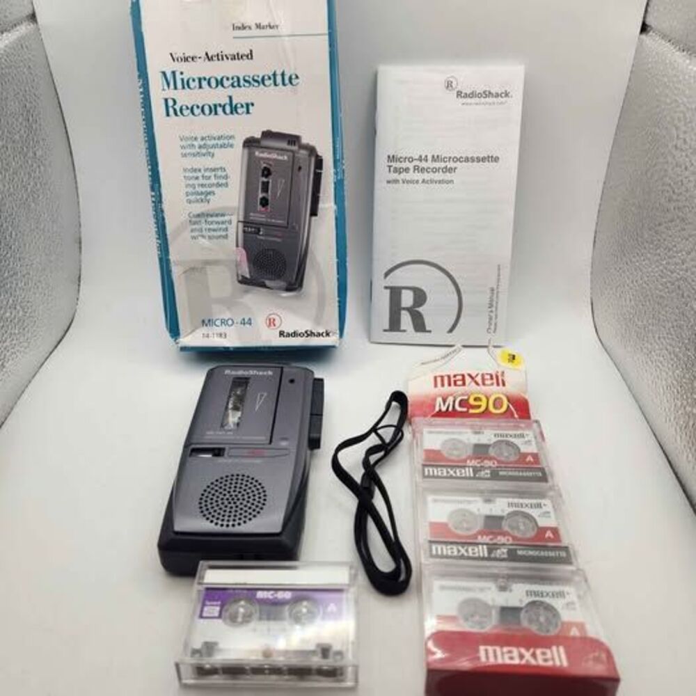 Vintage RadioShack Micro-44 Microcassette Recorder BUNDLE - Works Great!